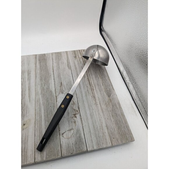 Vintage Kitchen Utensil Stainless Steel Ladle  11 1/2" Black Handle - Picture 4 of 8
